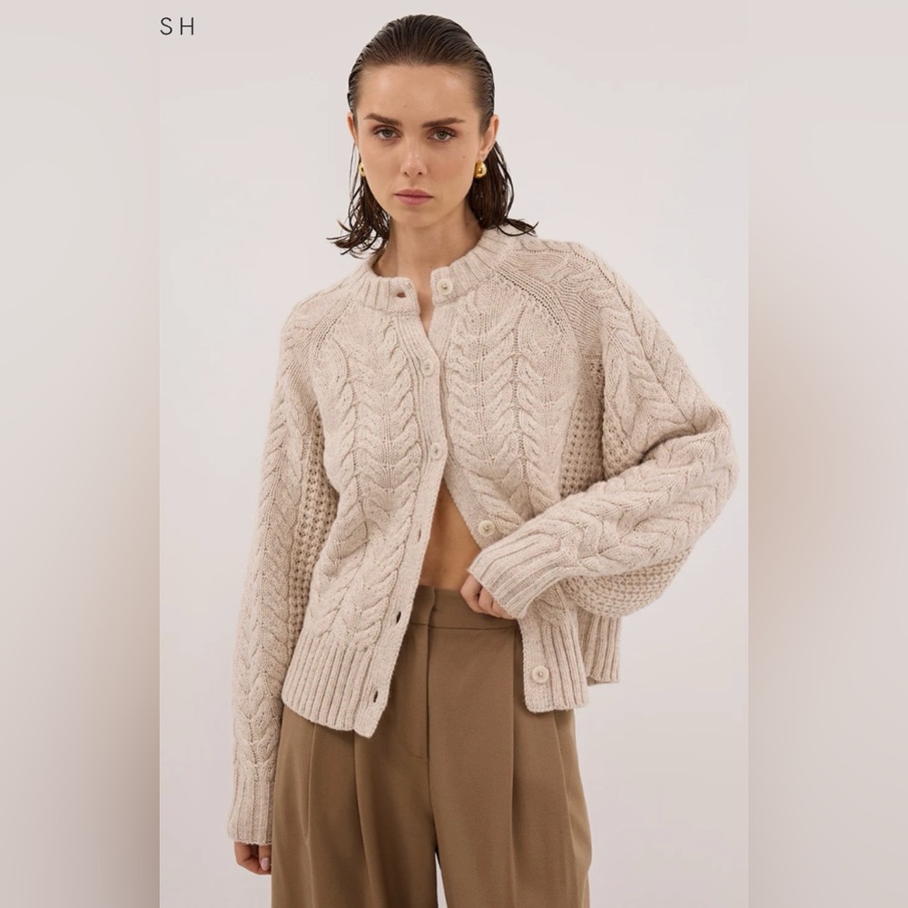 Tom chalk cable knit cardigan